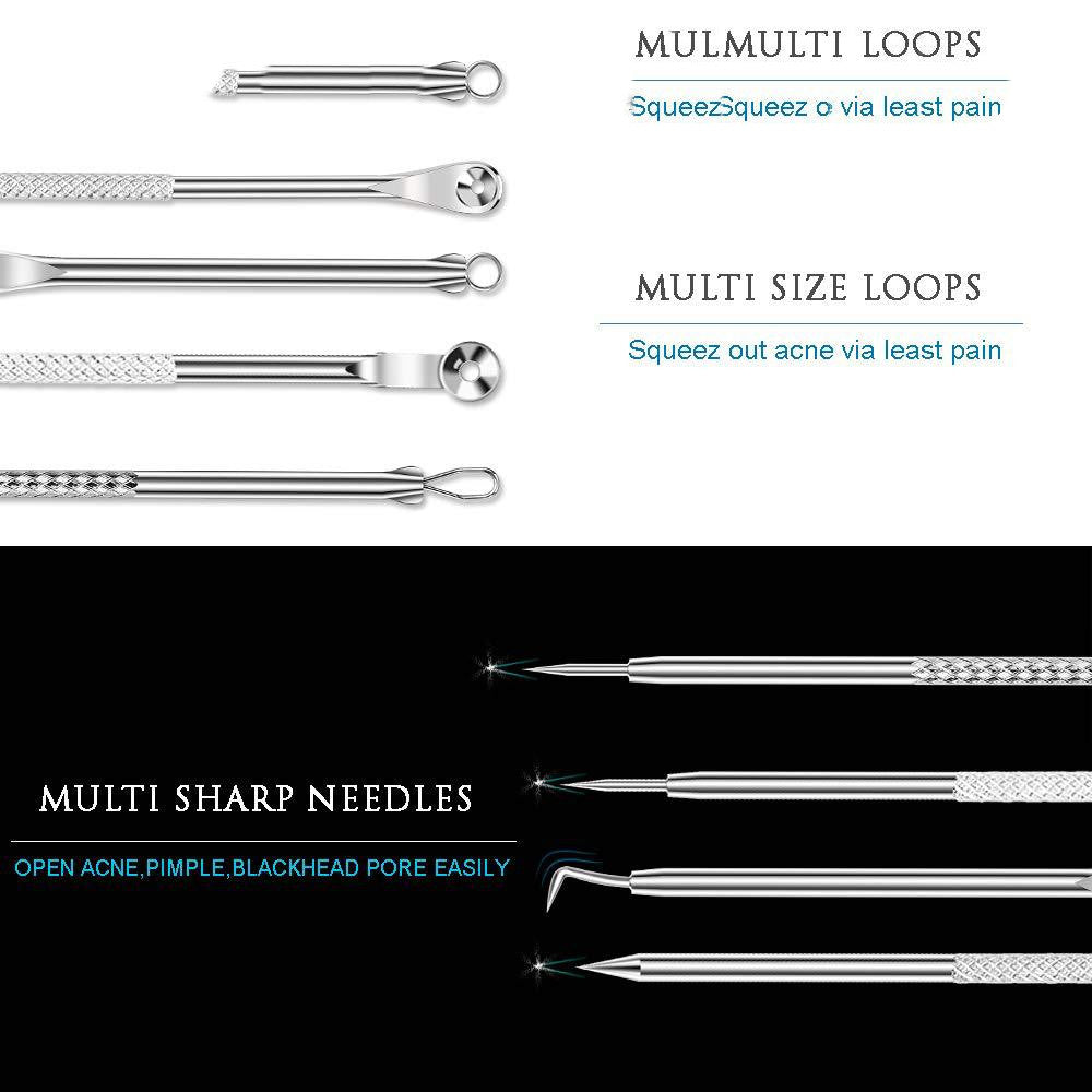 Set da 7 aghi per acne galvanizzati, set di aghi per rimuovere punti neri e acne
