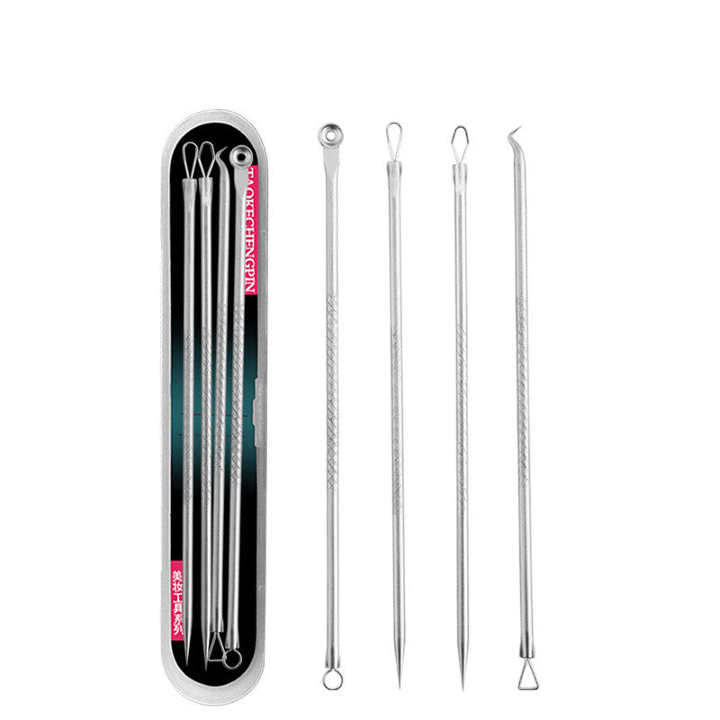 Set di 4 Strumenti in Acciaio Inossidabile Color Oro Rosa per Acne, Punti Neri e Brufoli