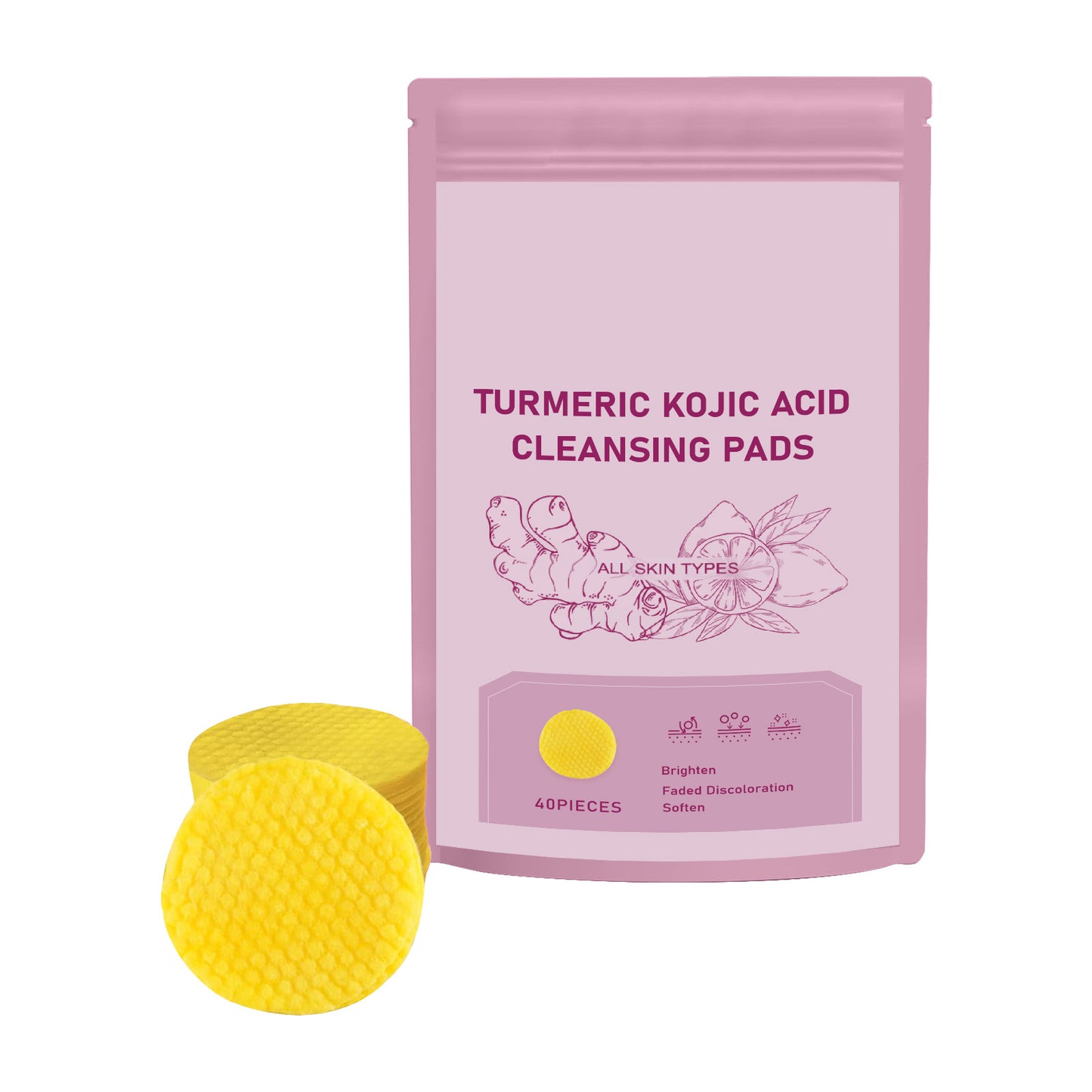 Pads Detergenti per Pori Delicati con Acido Cogico e Curcuma per la Cura della Pelle