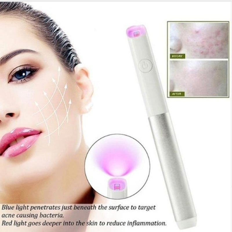 Penne per acne Strumento di riabilitazione delle cicatrici da acne Bellezza del viso LED a luce rossa e blu Apparecchio antiacne
