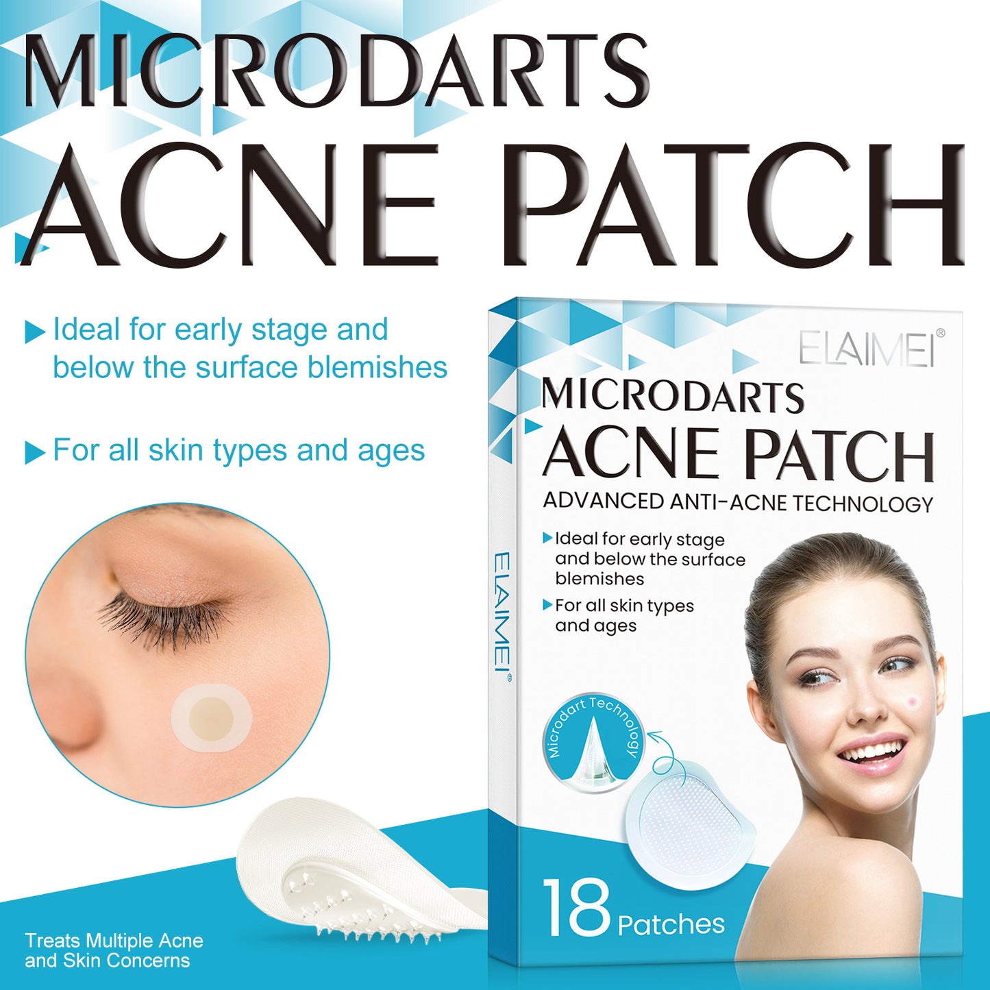 Novo adesivo hidrocoloide para acne com microagulhas
