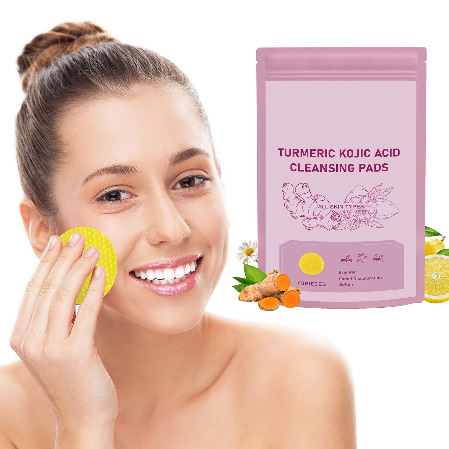 Pads Detergenti per Pori Delicati con Acido Cogico e Curcuma per la Cura della Pelle