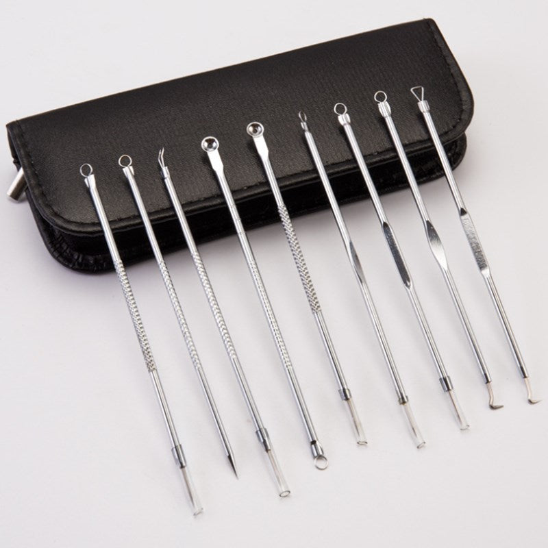9 pz in acciaio inossidabile ago per acne, pinza per cellule, ago doppio per acne, ago per acne