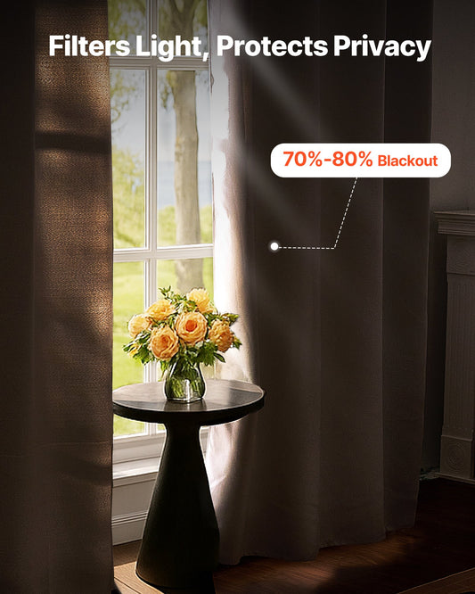 Cortinas Blecaute, Cortinas Brancas para Quarto e Sala, Conjunto de 2 Painéis com Ilhós, Cortina Redutora de Luz, Cortinas Lisas com Isolamento Térmico, Tratamento de Janela Redutor de Ruído, 52x84 Polegadas