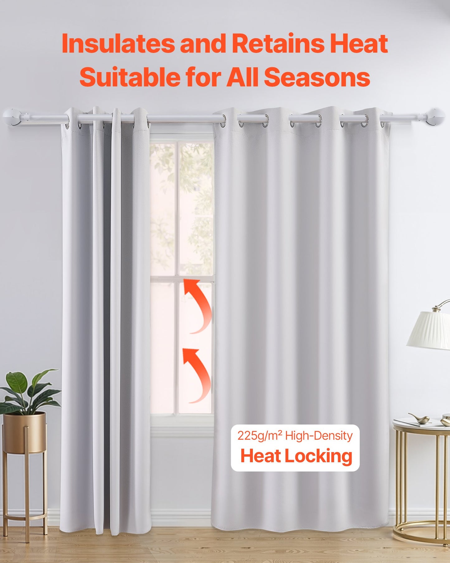 Tende oscuranti, tende bianche oscuranti per camera da letto e soggiorno, set di 2 pannelli con occhielli, tende oscuranti per stanza, tende isolanti termiche a tinta unita, trattamenti per finestre fonoassorbenti, 52x84 pollici