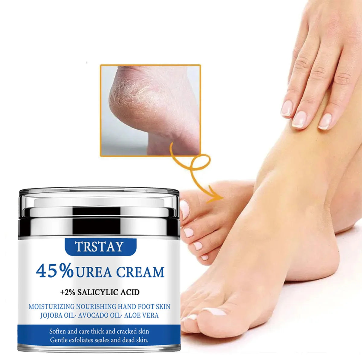 Crema all'urea al 45% + acido salicilico al 2% TRSTAY idrata e nutre la pelle di mani e piedi con olio di jojoba, olio di avocado e aloe vera