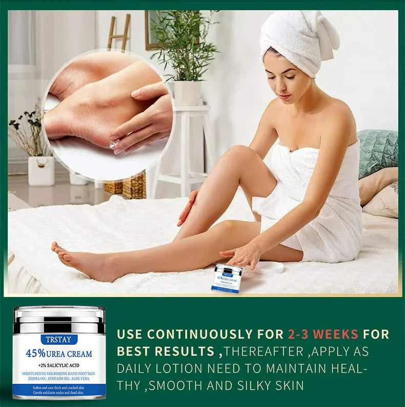 Crema all'urea al 45% + acido salicilico al 2% TRSTAY idrata e nutre la pelle di mani e piedi con olio di jojoba, olio di avocado e aloe vera