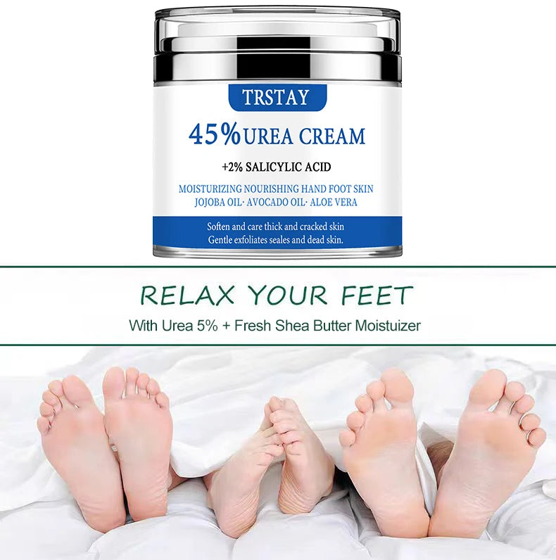 Crema all'urea al 45% + acido salicilico al 2% TRSTAY idrata e nutre la pelle di mani e piedi con olio di jojoba, olio di avocado e aloe vera