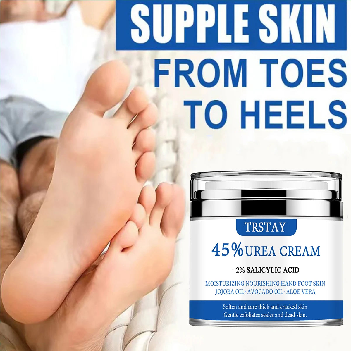 Crema all'urea al 45% + acido salicilico al 2% TRSTAY idrata e nutre la pelle di mani e piedi con olio di jojoba, olio di avocado e aloe vera