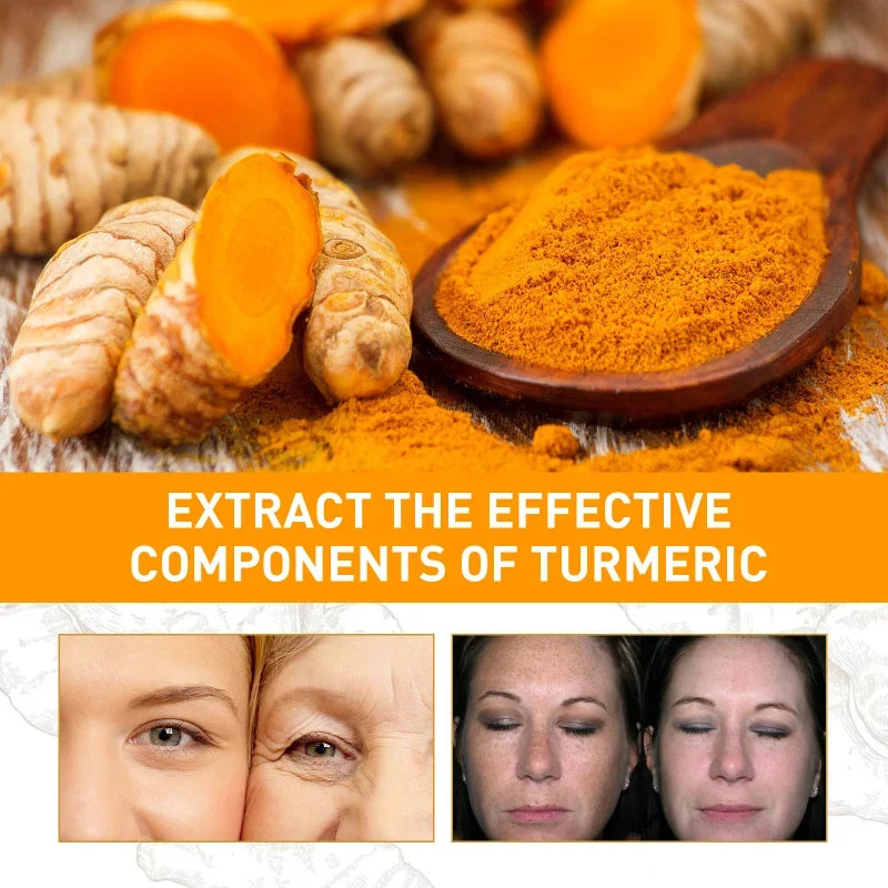Rimuove le macchie scure, olio essenziale di curcuma, siero viso antirughe, terapeutico per l'acne, restringimento dei pori, sbiancante, idratante per la cura della pelle