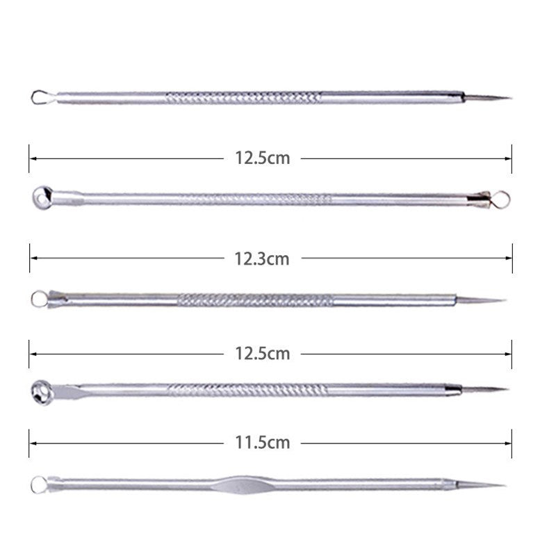 9 pz in acciaio inossidabile ago per acne, pinza per cellule, ago doppio per acne, ago per acne