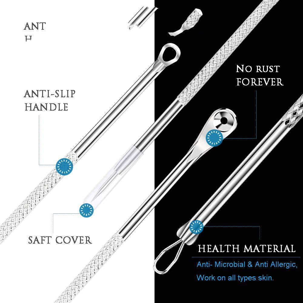 Set da 7 aghi per acne galvanizzati, set di aghi per rimuovere punti neri e acne